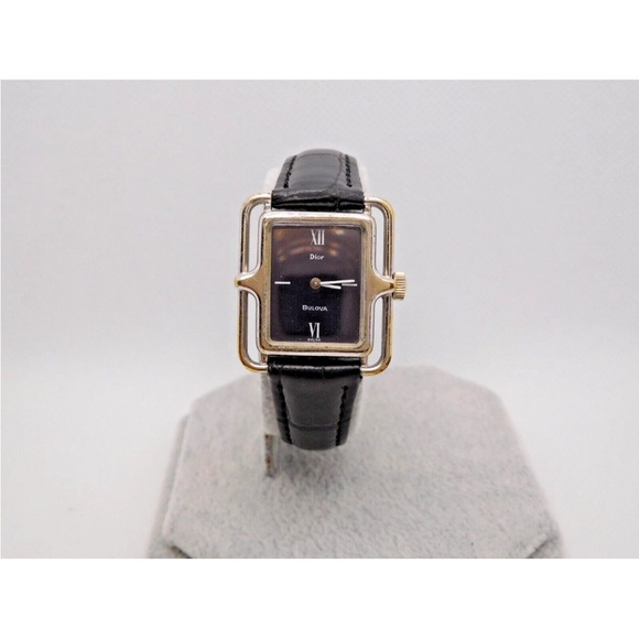 Christian‎ Dior x Bulova women’s retro vintage black/silver watch with blue face - Picture 1 of 11